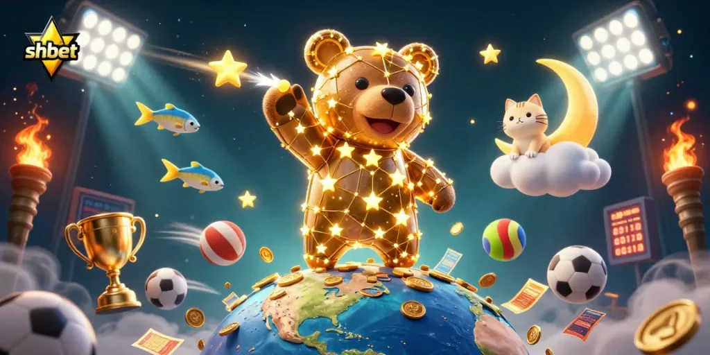Join shbet for thrilling sports betting with an energetic cosmic scene of constellation bear and dynamic elements.